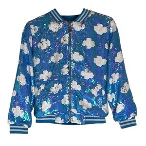 Lola + The Boys Cloud Sequin Flip Bomber Jacket